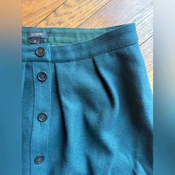 J.Crew Wool A-Line Skirt Dark Green | Dark Academia | Size 6 - Picture 2 of 8